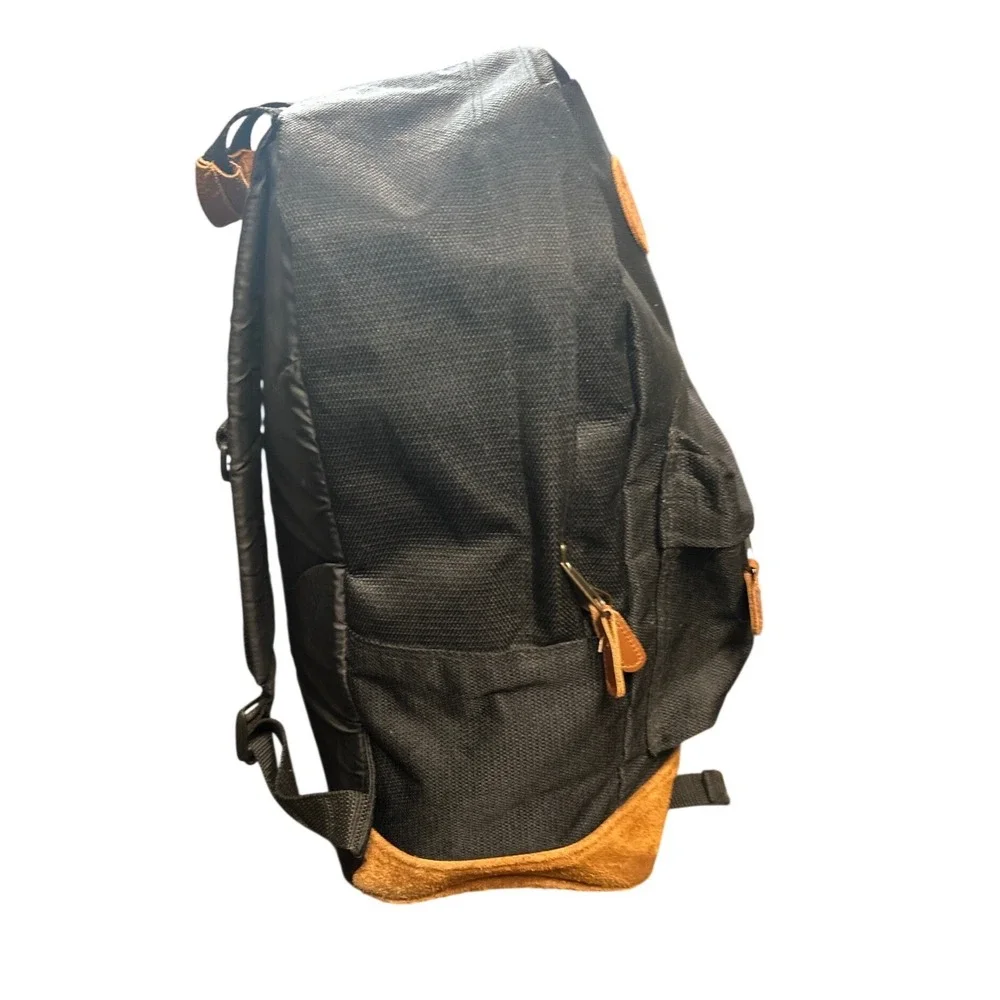 Cherokee Outdoor Gear Backpack Black Canvas Suede Leather Bottom Vintage 90's